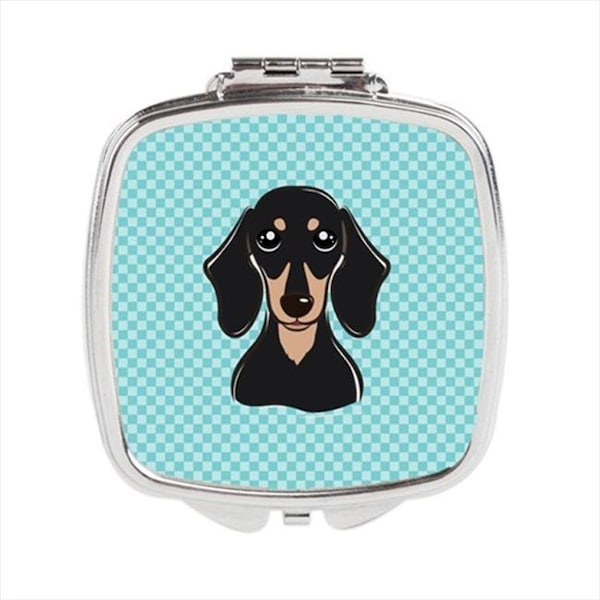 Carolines Treasures Carolines Treasures BB1153SCM Checkerboard Blue Smooth Black And Tan Dachshund Compact Mirror; 2.75 x 3 x .3 In. BB1153SCM - main